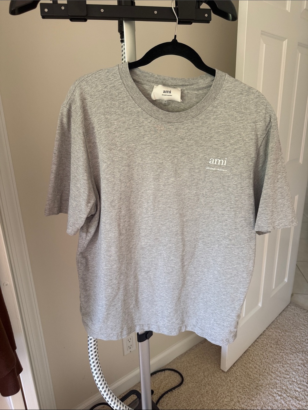 Ami Heather Gray Short-Sleeve Logo Tee